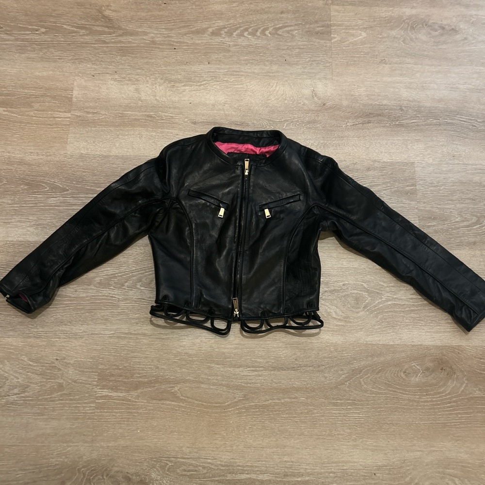 DSQUARED Black Leather Jacket Timeless Elegance